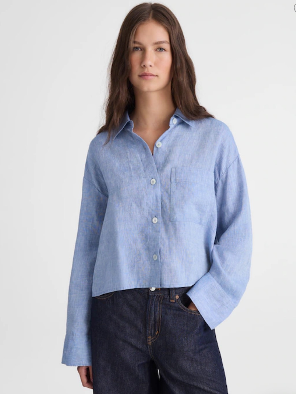 Madewell Straight-Hem Shirt In 100% Linen - Sunfaded Blue